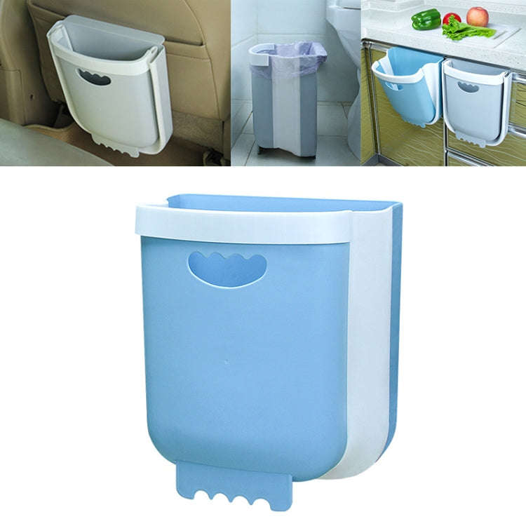Car Folding Trash Can Household Kitchen Wall-mounted Ashbin(Blue)