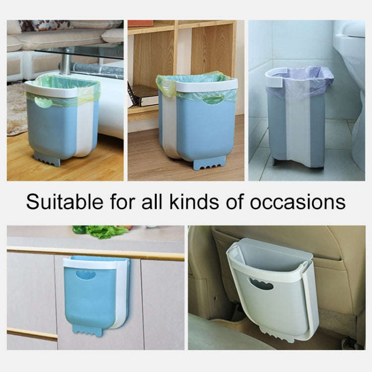 Car Folding Trash Can Household Kitchen Wall-mounted Ashbin(Blue)