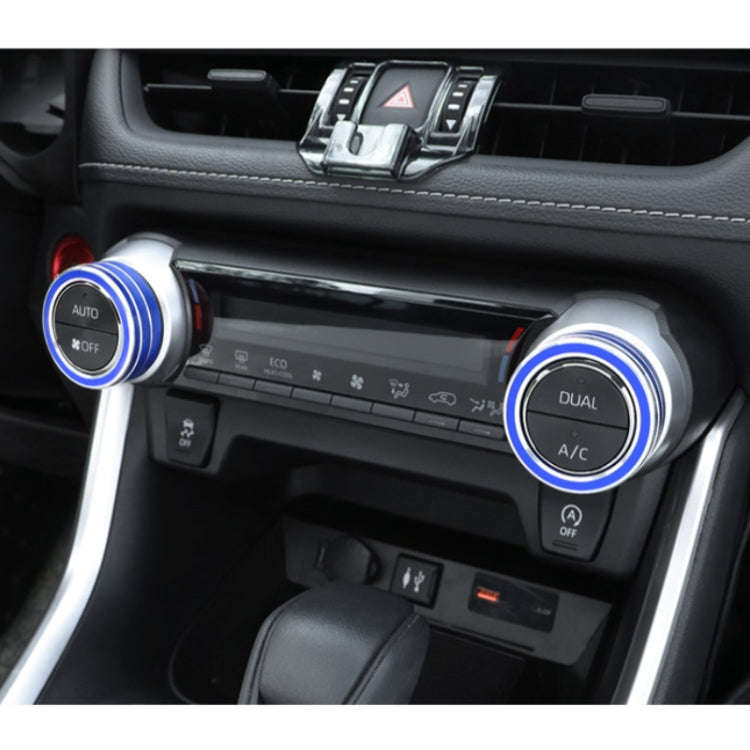 2 PCS Car Aluminum Alloy Air Conditioner Knob Case for Toyota RAV4 / Wildlander (Blue)