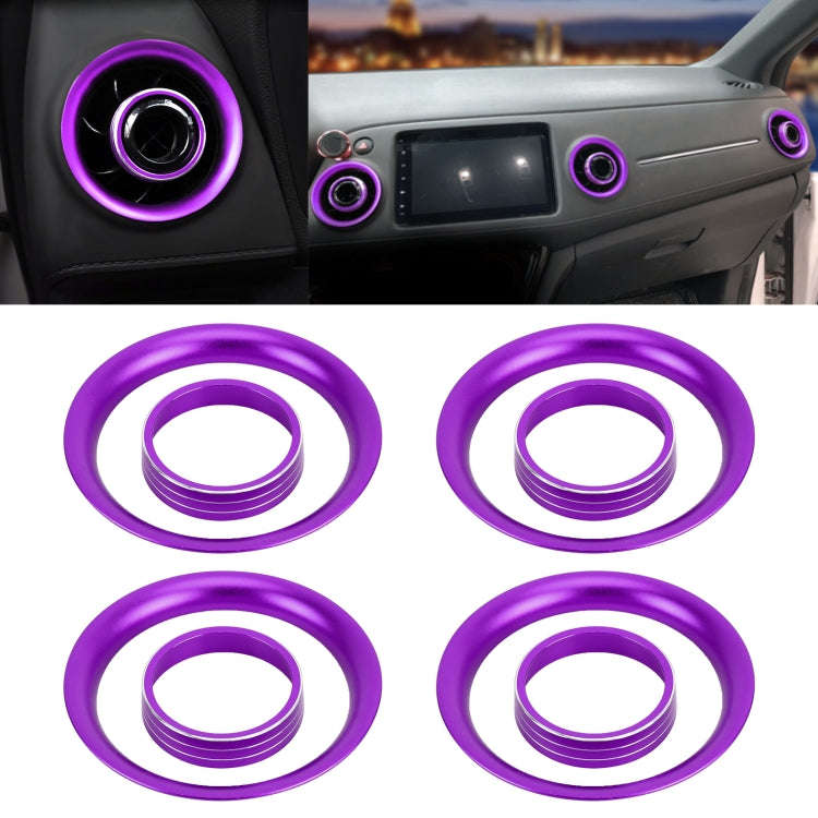8 PCS Car Aluminum Alloy Air Conditioner Knob Case and Base for Honda XR-V (Purple)