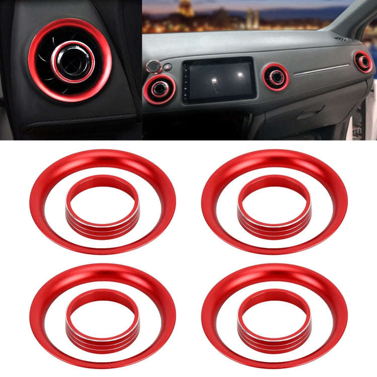 8 PCS Car Aluminum Alloy Air Conditioner Knob Case and Base for Honda XR-V (Red)
