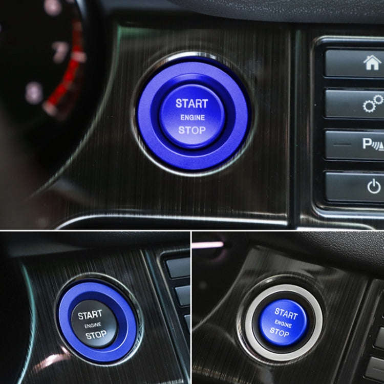 Car Engine Start Key Push Button Ring Trim Metal Sticker Decoration for Land Rover/Jaguar (Blue)