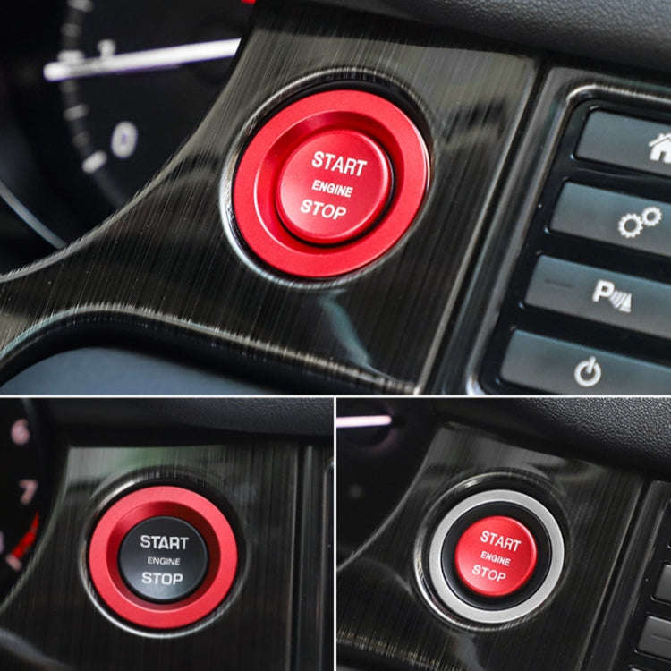 Car Engine Start Key Push Button Ring Trim Metal Sticker Decoration for Land Rover/Jaguar (Red)