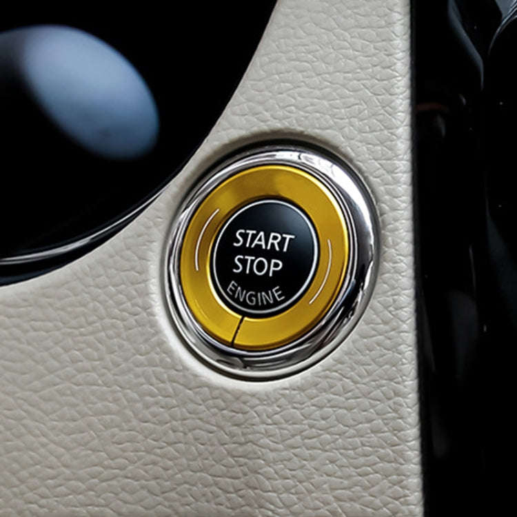 Car Engine Start Key Push Button Ring Trim Metal Sticker Decoration for Nissan X-TRAIL (Gold)