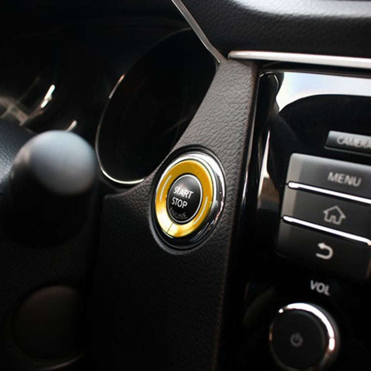 Car Engine Start Key Push Button Ring Trim Metal Sticker Decoration for Nissan X-TRAIL (Gold)