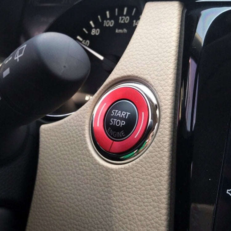 Car Engine Start Key Push Button Ring Trim Metal Sticker Decoration for Nissan X-TRAIL (Red)