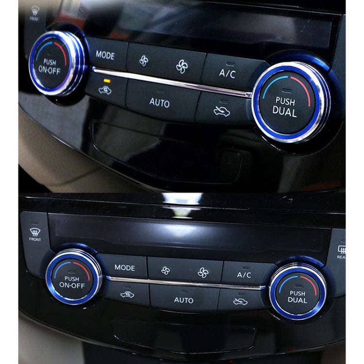 2 PCS Car Metal Air Conditioner Knob Case for Nissan X-TRAIL (Blue)