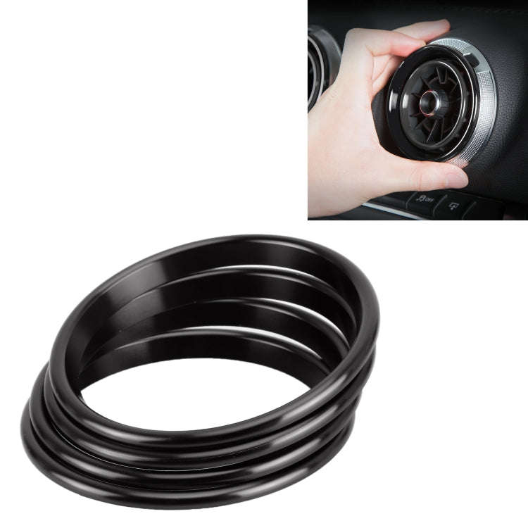 4 PCS Car Metal Air Outlet Decorative Outside Ring for Audi A3 / S3 / Q2L (Black)