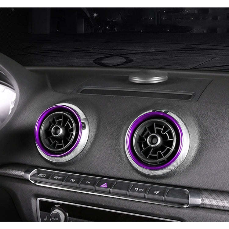 4 PCS Car Metal Air Outlet Decorative Outside Ring for Audi A3 / S3 / Q2L (Purple)