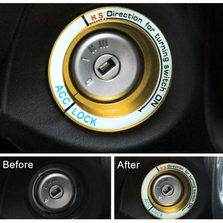 For Ford Fluorescent Aluminum Alloy Ignition Key Ring, Inside Diameter: 3.2cm (Gold)