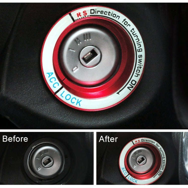 For Ford Fluorescent Aluminum Alloy Ignition Key Ring, Inside Diameter: 3.2cm (Red)