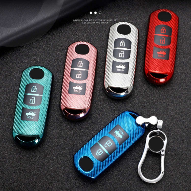 For Mazda Smart 3-button Car TPU Key Protective Cover Key Case with Key Ring (Silver)
