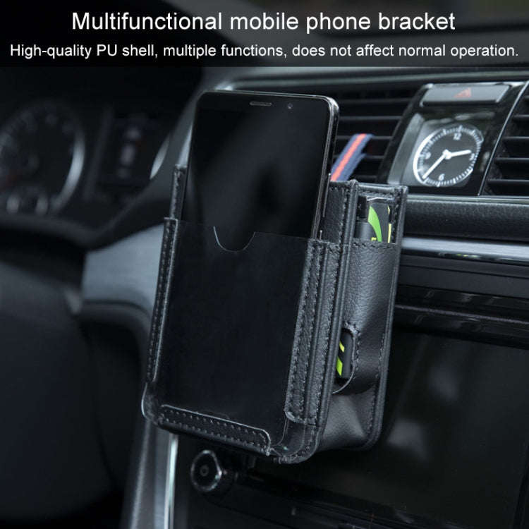 Car Air Outlet Storage Bag Mobile Phone Storage Hanging Bag (Brown)