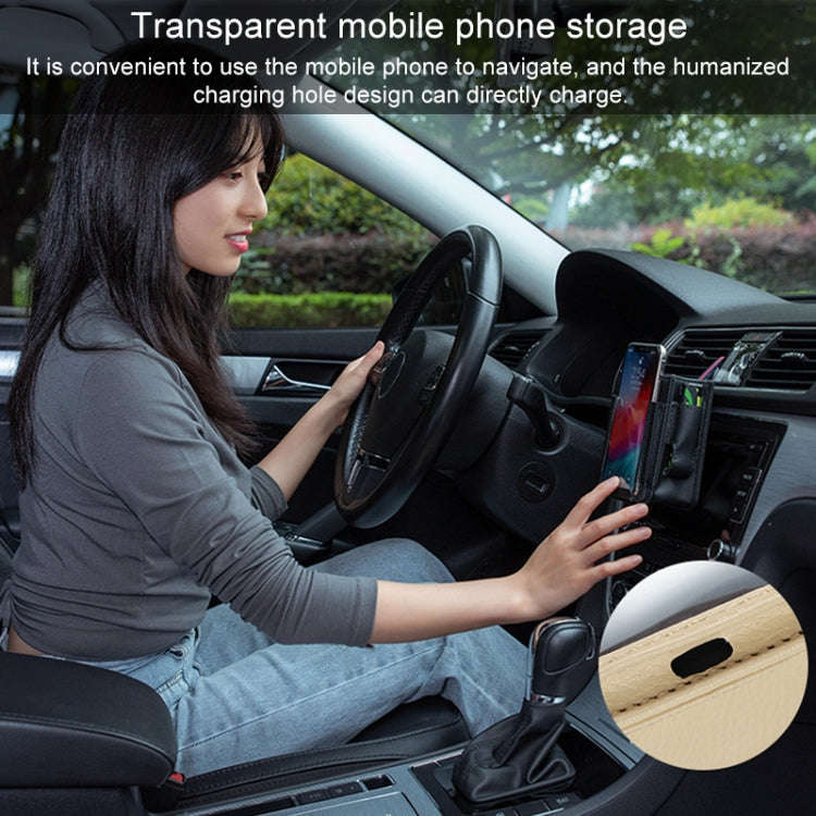 Car Air Outlet Storage Bag Mobile Phone Storage Hanging Bag (Brown)