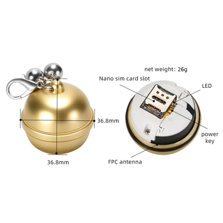 G15 2G IP67 Waterproof Pet GPS Tracker GPS + Beidou + AGPS + WiFi + Base Station Locator (Gold)