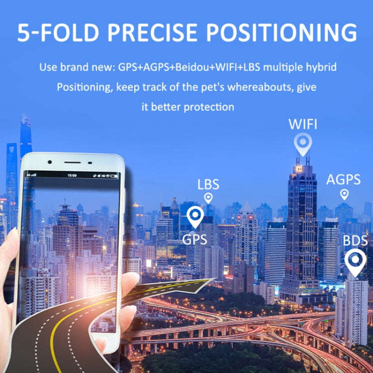 G15 2G IP67 Waterproof Pet GPS Tracker GPS + Beidou + AGPS + WiFi + Base Station Locator (Silver)