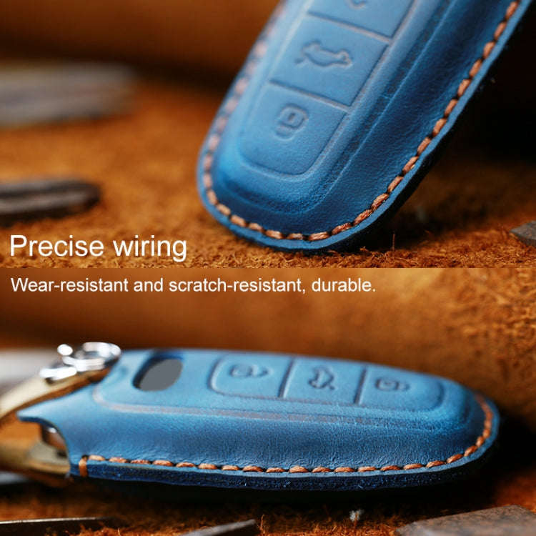 For Audi Series Car Cowhide Leather Key Protective Cover Key Case, C Version 2018 and Above (Brown)