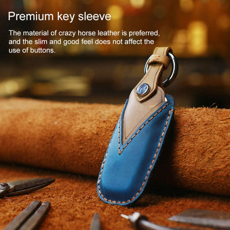 For Audi Series Car Cowhide Leather Key Protective Cover Key Case, C Version 2018 and Above (Brown)