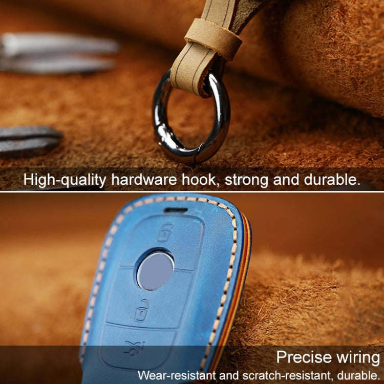For Mercedes-Benz Colorful Edge Style Car Cowhide Leather Key Protective Cover Key Case (Red)