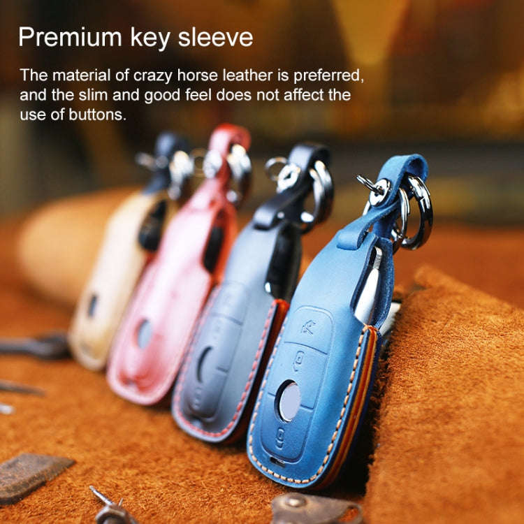 For Mercedes-Benz Colorful Edge Style Car Cowhide Leather Key Protective Cover Key Case (Red)