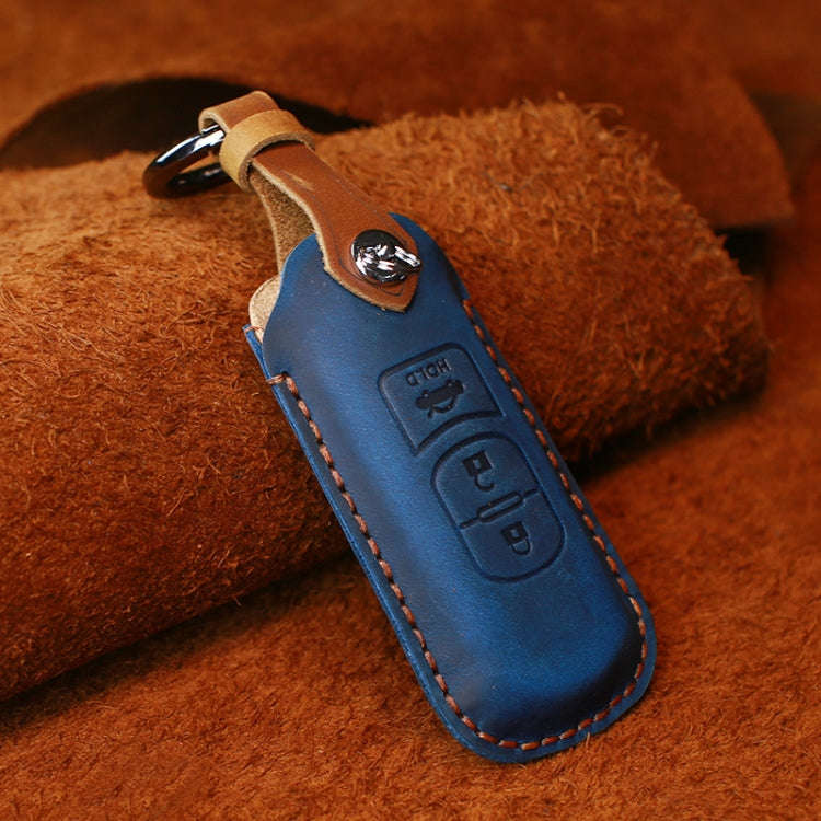 For Mazda Old Style Hallmo Car Cowhide Leather Key Protective Cover Key Case, Three Keys Version(...