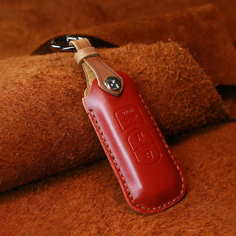 For Mazda Old Style Hallmo Car Cowhide Leather Key Protective Cover Key Case, Three Keys Version(...