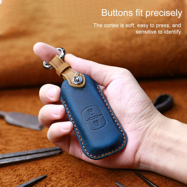 For Mazda Old Style Hallmo Car Cowhide Leather Key Protective Cover Key Case, Three Keys Version(...