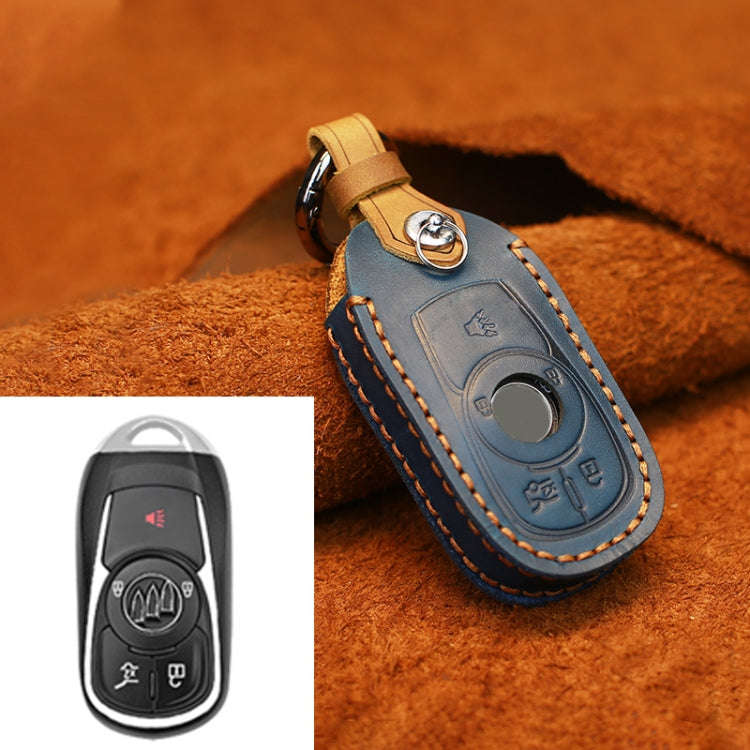 For Buick Car Cowhide Leather Key Protective Cover Key Case, Five Keys Version (Blue)