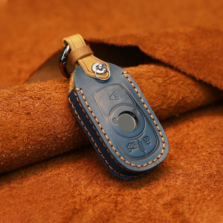 For Buick Car Cowhide Leather Key Protective Cover Key Case, Five Keys Version (Blue)