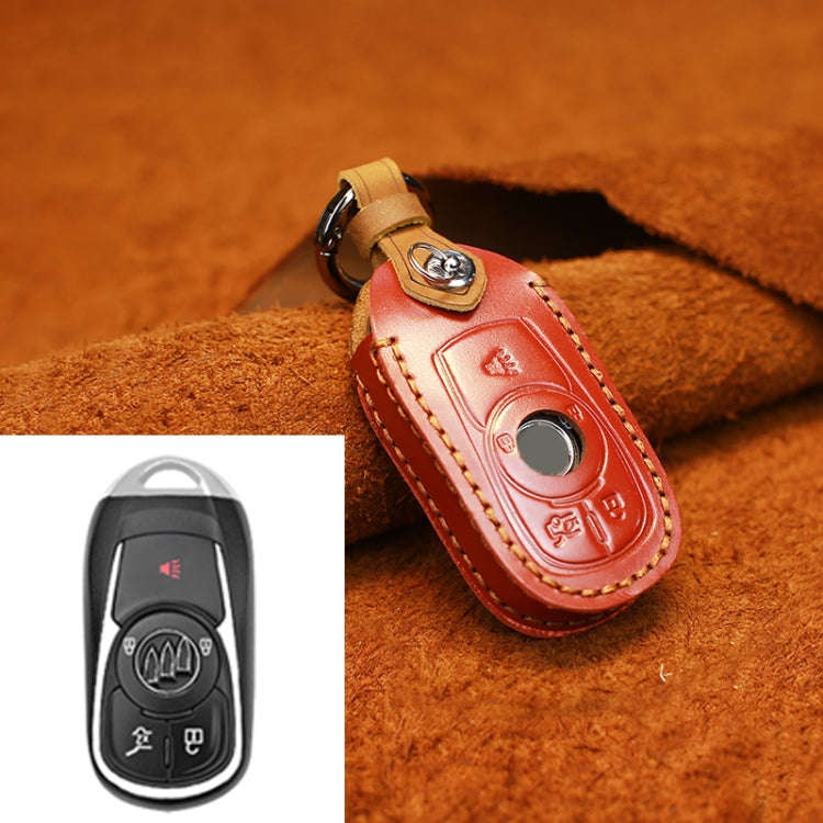 For Buick Car Cowhide Leather Key Protective Cover Key Case, Five Keys Version (Red)