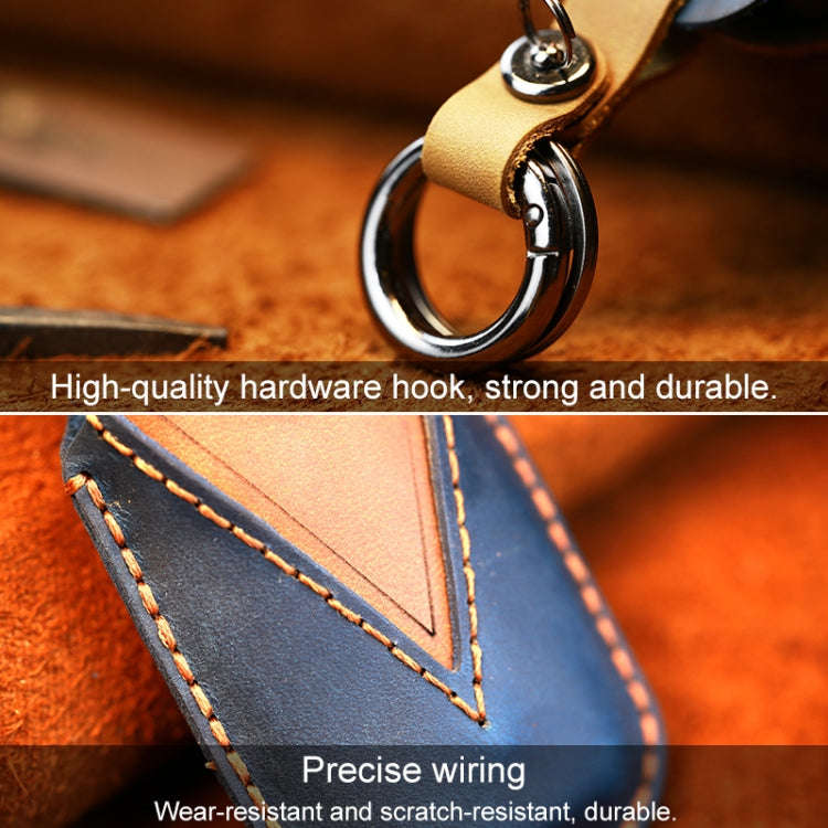 For Ford Car Cowhide Leather Key Protective Cover Key Case, Four Keys Version (Red)