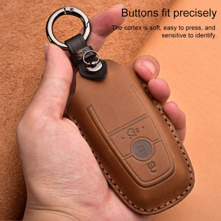 For Ford Car Cowhide Leather Key Protective Cover Key Case, Four Keys Version (Red)