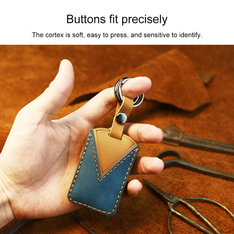 For Volvo Car Cowhide Leather Key Protective Cover Key Case (Brown)