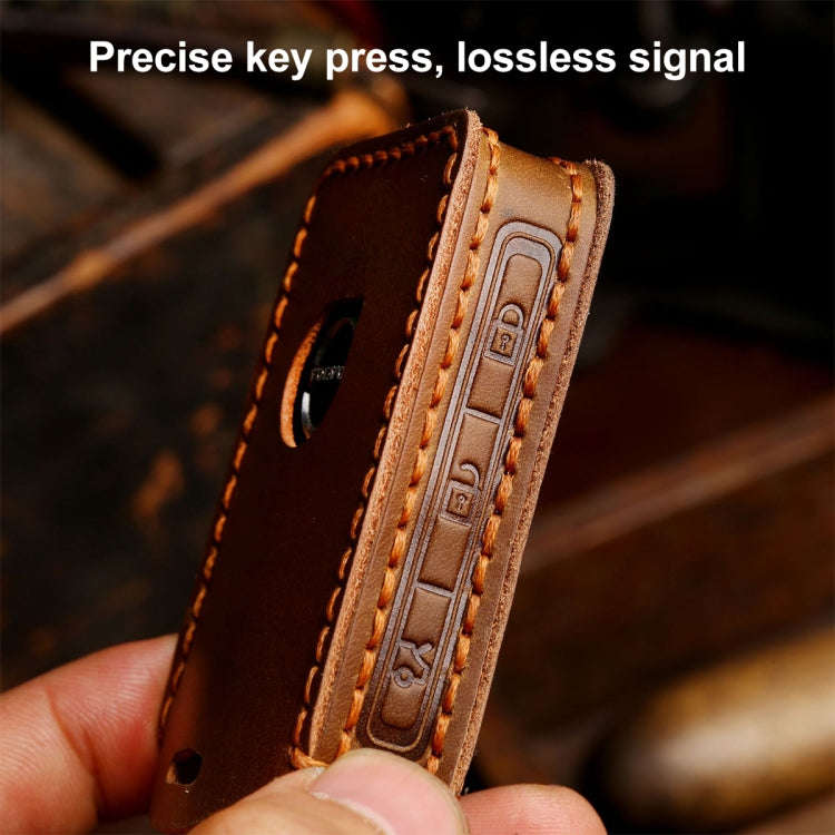 For Volvo Car Cowhide Leather Key Protective Cover Key Case (Red)
