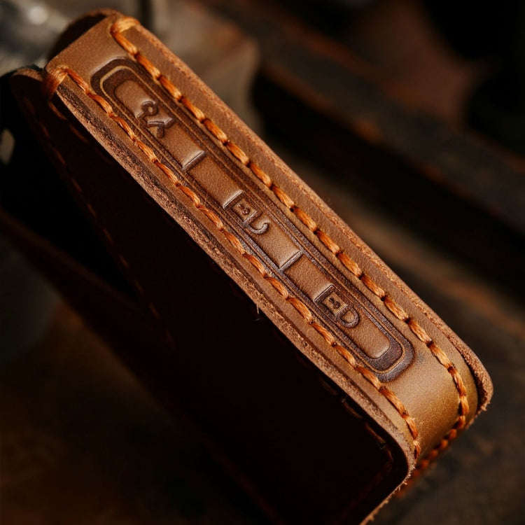 For Volvo Car Cowhide Leather Key Protective Cover Key Case (Brown)