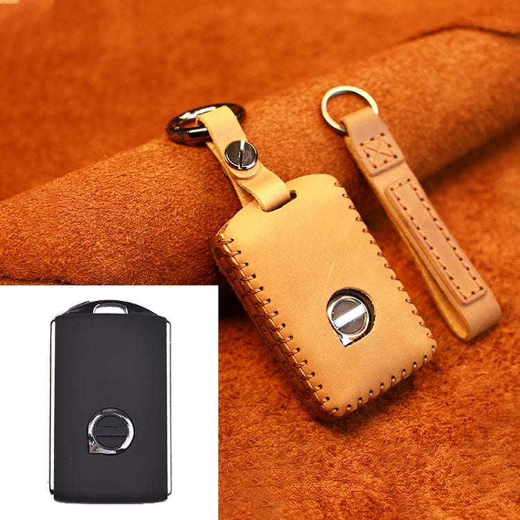 For Volvo Single Slit Style Car Cowhide Leather Key Protective Cover Key Case (Brown)