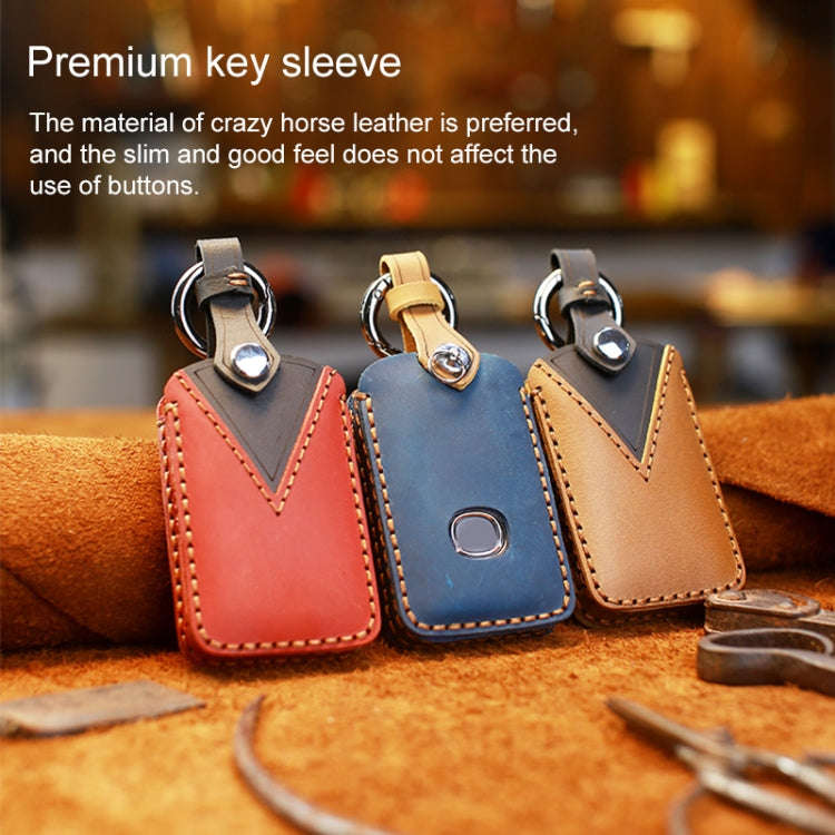 For Mazda New Style Car Cowhide Leather Key Protective Cover Key Case (Brown)