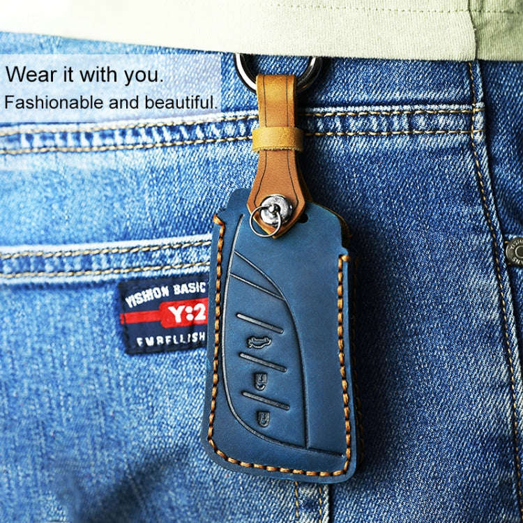 For Lexus New Style Car Cowhide Leather Key Protective Cover Key Case (Blue)
