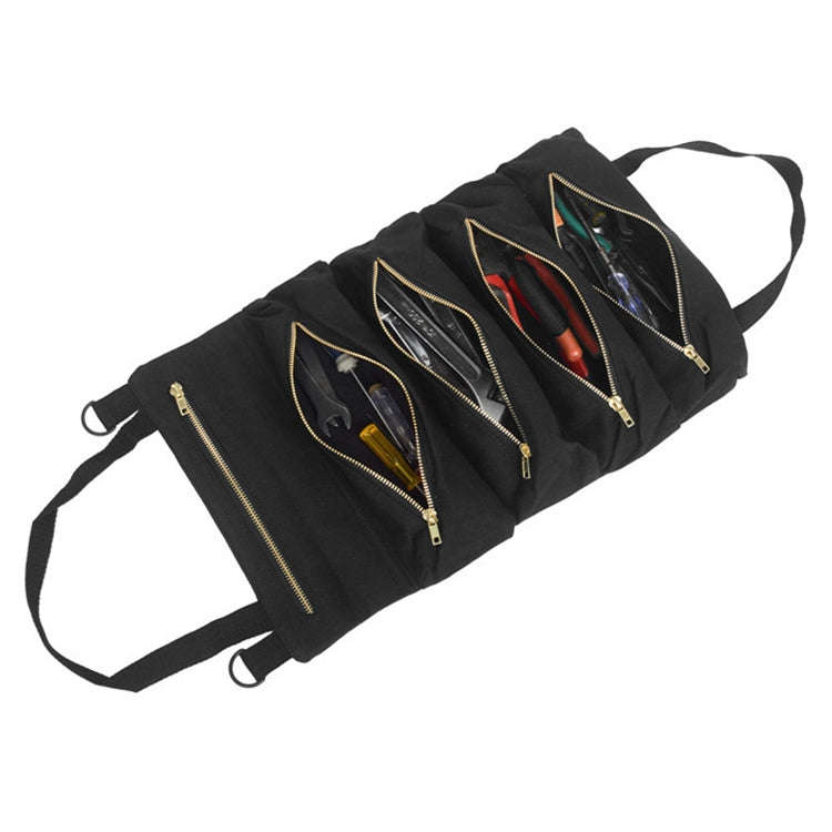Car Auto Multi-function Canvas Storage Bag Portable Tool Bag Hanging Pocket Bag (Black)