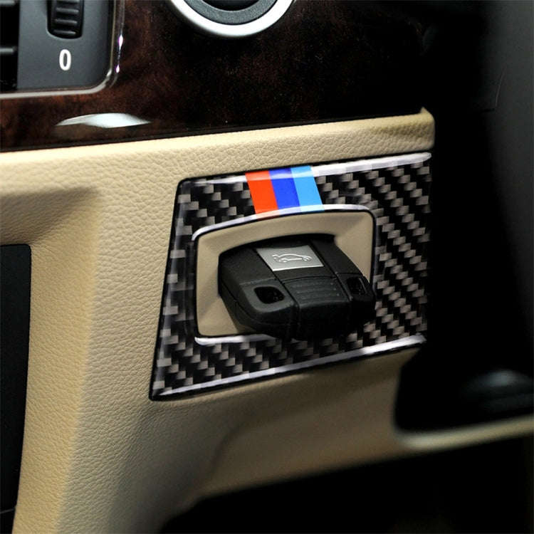 Three Color Carbon Fiber Car Right Driving Ignition Switch Decorative Sticker for BMW E90 / E92 2...