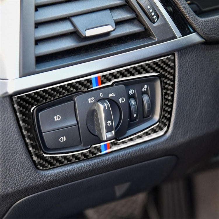 Three Color Carbon Fiber Car Headlight Switch Decorative Sticker for BMW F30 2013-2017 / F34 2013...