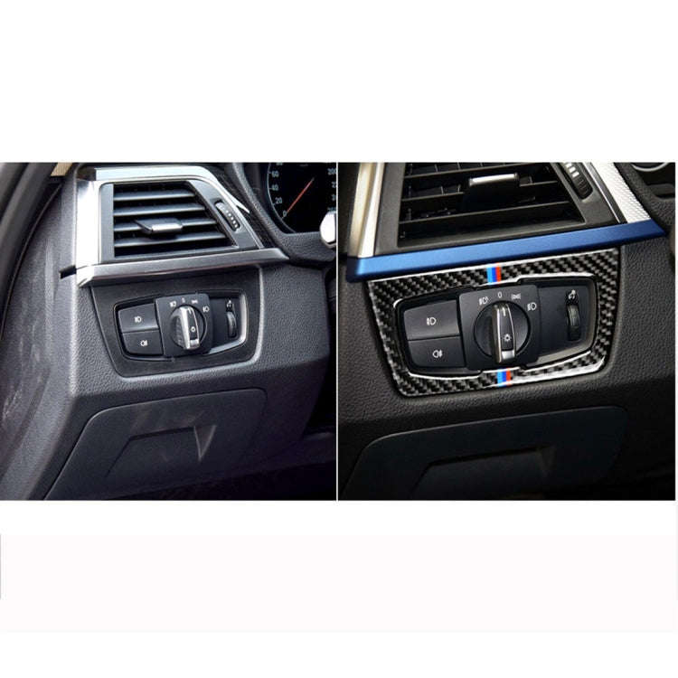 Three Color Carbon Fiber Car Headlight Switch Decorative Sticker for BMW F30 2013-2017 / F34 2013...