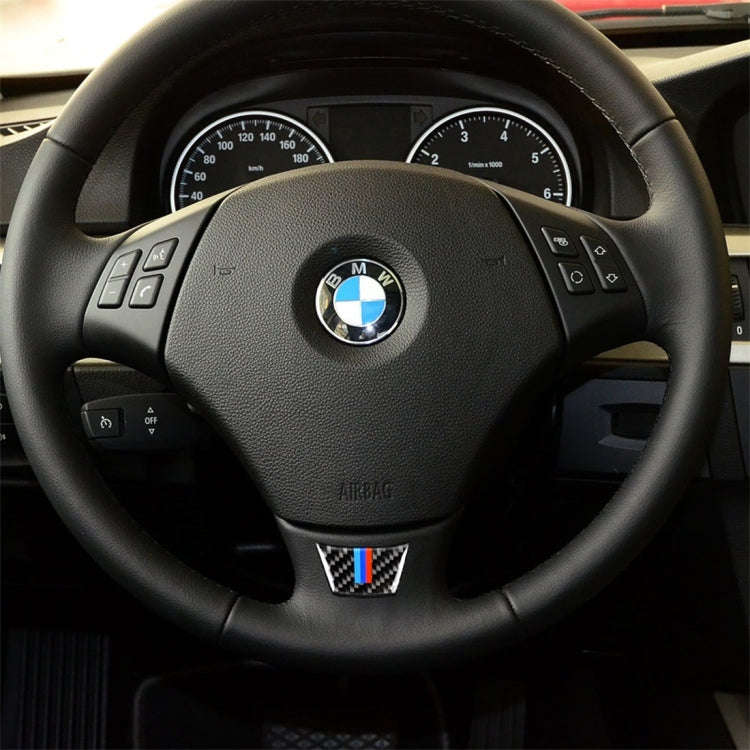 Little B Version Three Color Carbon Fiber Car Steering Wheel Decorative Sticker for BMW E90 2005-...