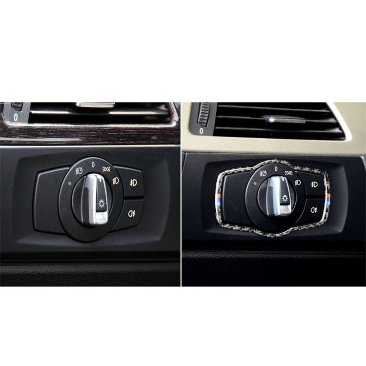 Three Color Carbon Fiber Car Headlight Switch Decorative Sticker for BMW E90 / E92 / E93 2005-201...