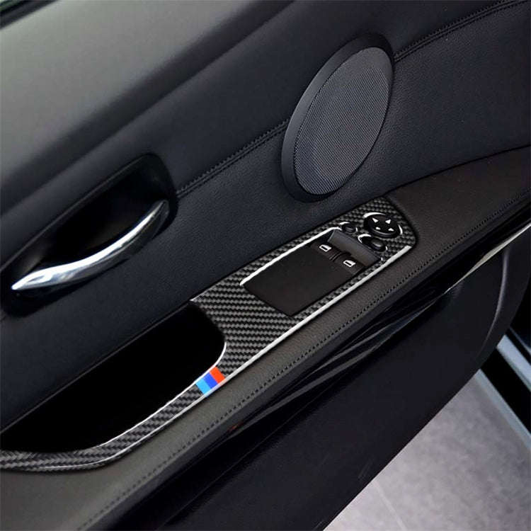 2 PCS Three Color Carbon Fiber Car Left Driving Lifting Panel Decorative Sticker for BMW E92 2005...