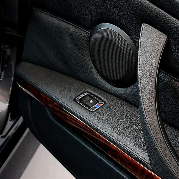 2 PCS Three Color Carbon Fiber Car Left Driving Lifting Panel Decorative Sticker for BMW E92 2005...
