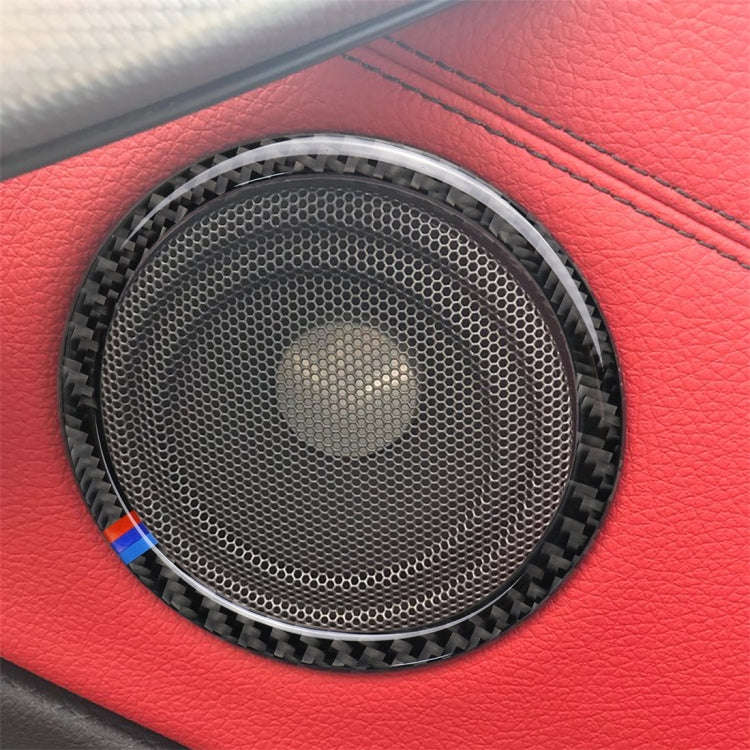 4 PCS Three Color Carbon Fiber Car Horn Ring Decorative Sticker for BMW F30 2013-2018 / F34 2013-...