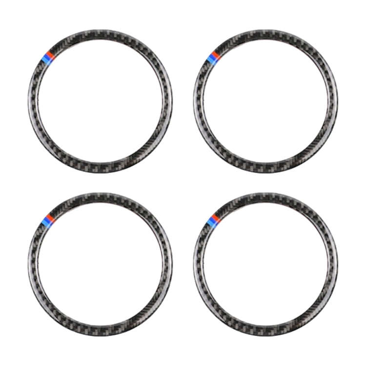 4 PCS Three Color Carbon Fiber Car Horn Ring Decorative Sticker for BMW F30 2013-2018 / F34 2013-...