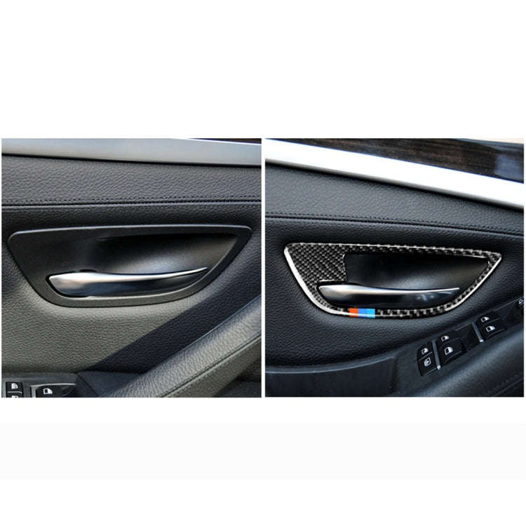 4 PCS Three Color Carbon Fiber Car Door Handle Frame Decorative Sticker for BMW 5 Series F10 2011...