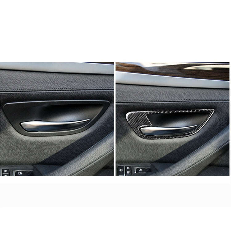 4 PCS Carbon Fiber Car Door Handle Frame Decorative Sticker for BMW 5 Series F10 2011-2017